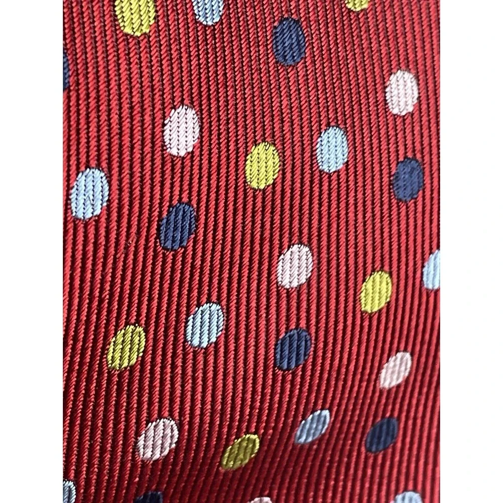 New Vintage Brioni Red Polkadot Tie Classic Repp Silk Handmade in Italy Necktie